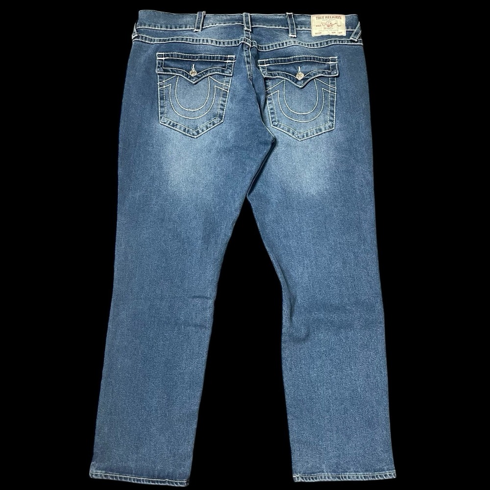 True Religion Geno‎ Relaxed Slim Straight Leg Denim Blue Jeans Mens 44 x 31 Rock